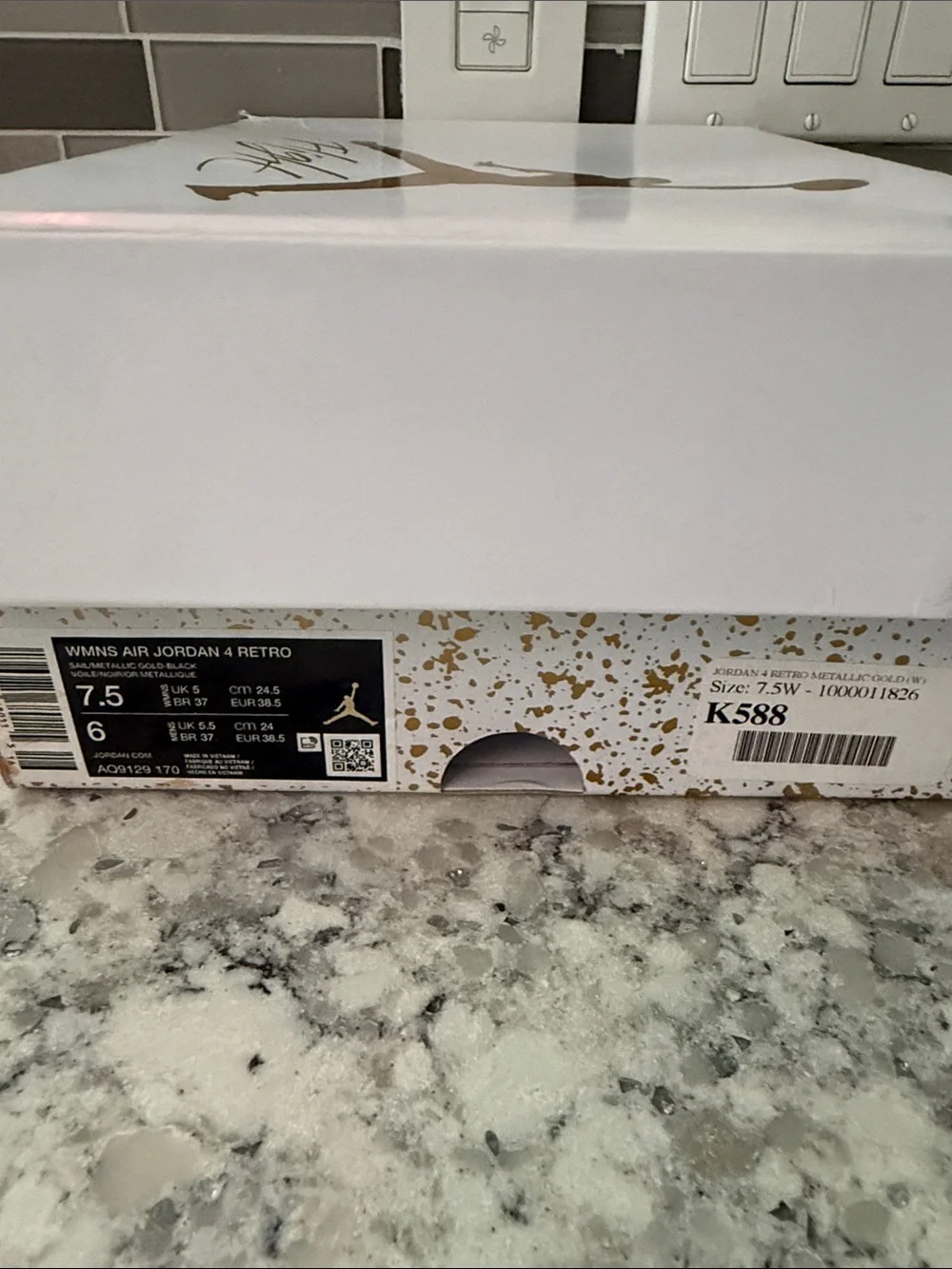 Jordan 4 retros Women’s White Sneakers with Gold Hardware